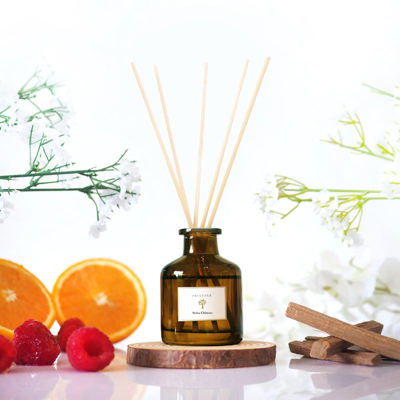 PRISTINE Swiss ChÃ¢teau/Inspired by Hilton Reed Diffuser - Home & Bathroom | Fresh Cut Rose, Tangerine, Cedarwood Oil Reed Diffuser Set | Oil & Reed Diffuser Sticks, Home & Office Decor, Fragrance Gift - Image 1